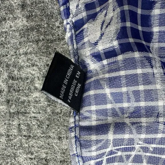 ANTHROPOLOGIE Kaftan Blouse Woman One Size Blue Floral Tie Front Flowy Sheer - Picture 7 of 13